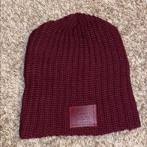 maroon love your melon beanie with a maroon patch!